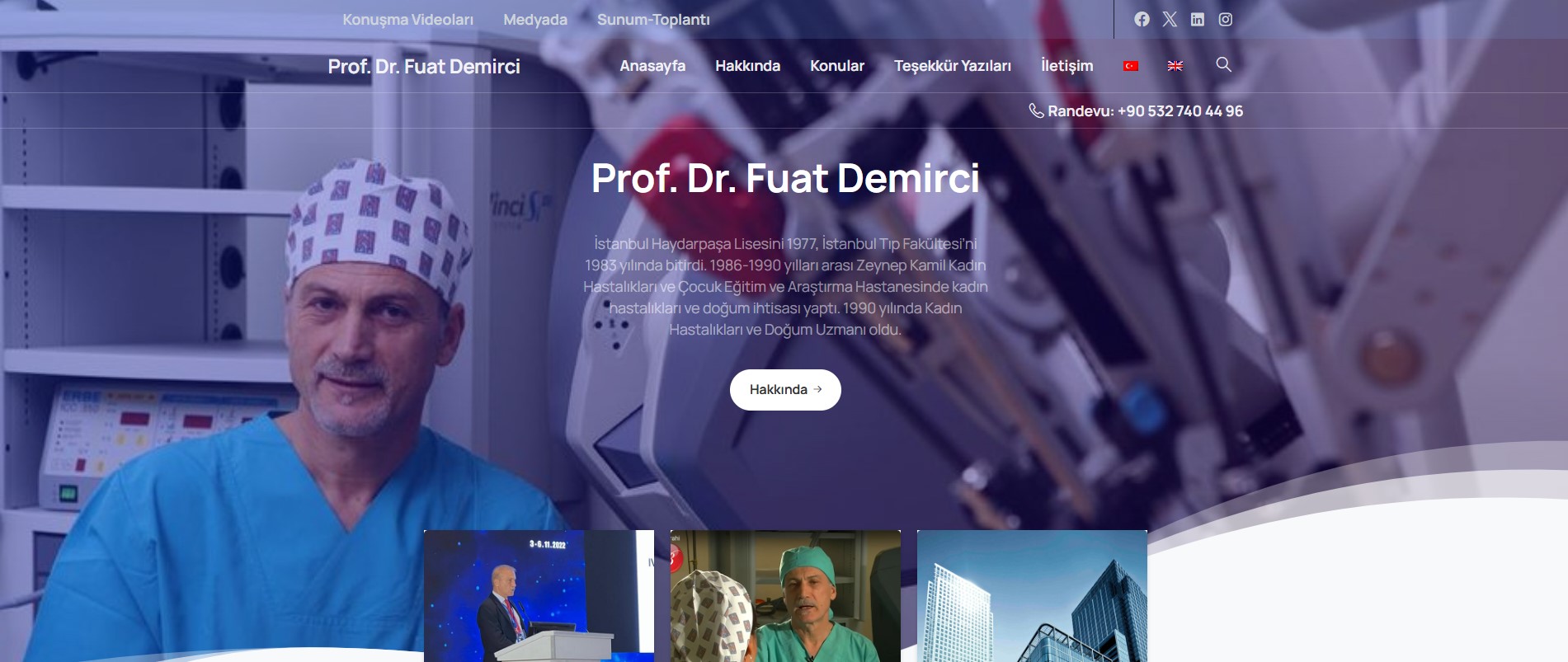 Prof. Dr. Fuat Demirci Web Sitesi Tasarımı